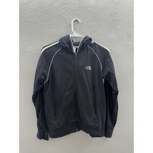 The North Face Womens Jacket Size Small Black Zip Up Hooded White Lines